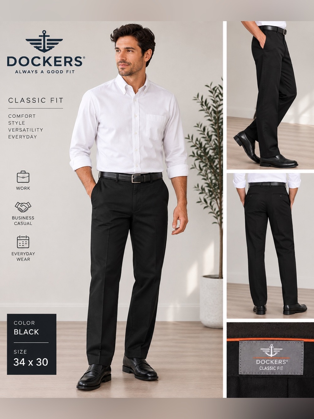 Dockers Classic Fit Men’s Black Chinos